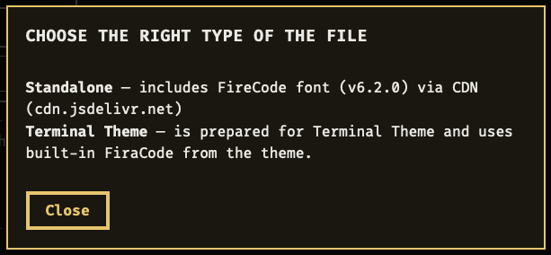 Terminal tooltip